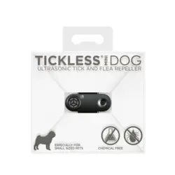 TICKLESS MINI flåt- og loppeafviser i sort emballage - specielt designet til små kæledyr.