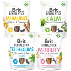 Brit Dental Stick Mixpakke med de fire varianter immonu, calm, teeth & gums og mobility