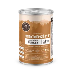 Monster Single Protein Turkey Vådfoder med kalkun som eneste proteinkilde. Shopdogsrus.dk