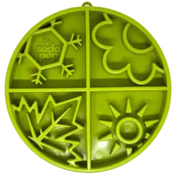 Grøn SodaPup Slowfeeder Four Seasons med tydeligt logo og årstidsmotive