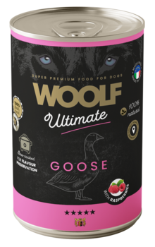 Woolf ultimate vådfoder med gås og hindbær hos shopdogsrus.dk