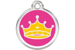 Hundetegn med Krone | Emalje str. Small (pink)
