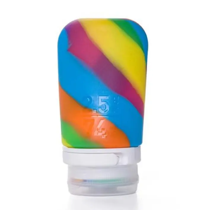 Regnbuefarvet genanvendelig silikoneflaske i medium størrelse