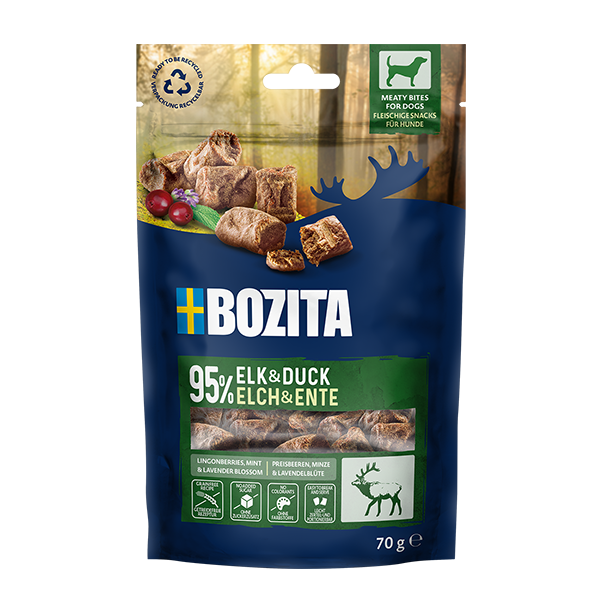Bozita Meaty Bites med and og elg - 95% kød