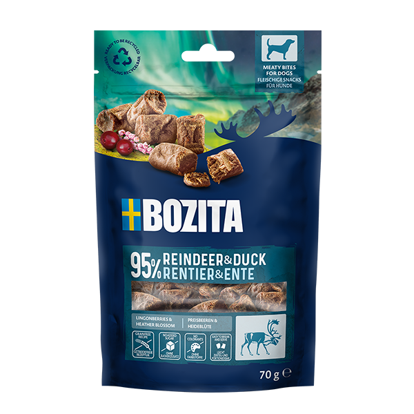 Bozita Meaty Bites med and og rensdyr - 95% kød