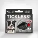Sort emballage af TICKLESS Pet, en kemikaliefri ultralydsenhed til beskyttelse mod flåter og lopper