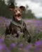 Hund med grøn Non-stop Dogwear Line Harness 5.0 sele i blomstereng.